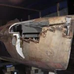 2.3 Initial investigation showing partially stripped back damaged area on starboard bow