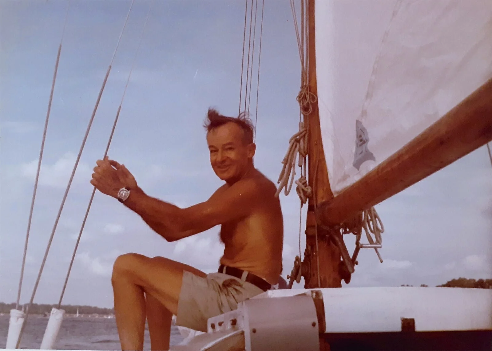 A101 Russell Coile sailing on Patience in the 1980s