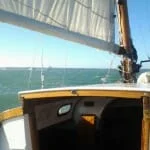 A102 sailing under reefed main