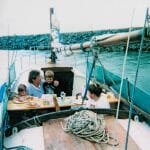 Party on board "Miranda" before setting off round Ireland