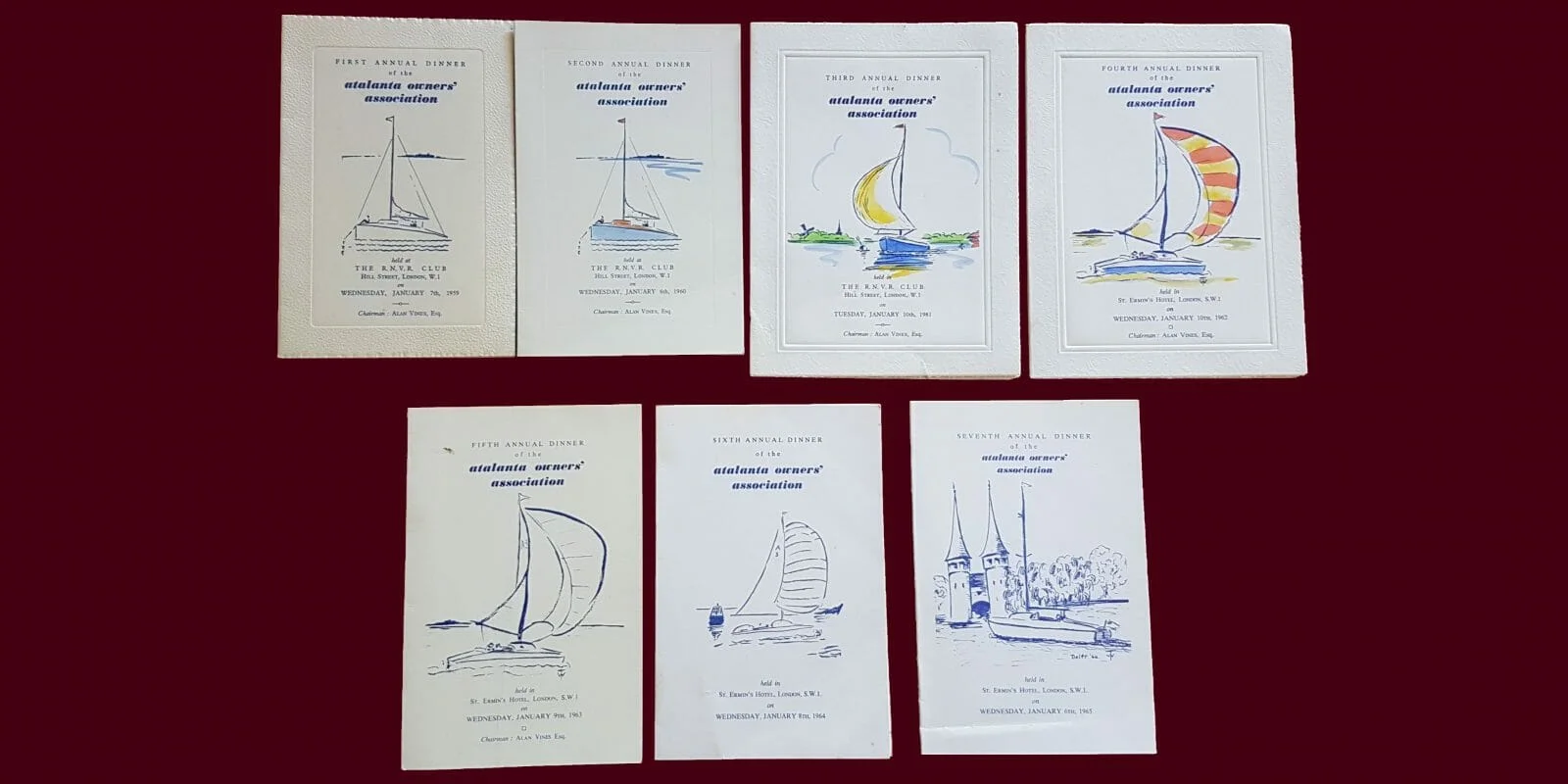 AOA AGM Dinner Card Covers 1959-65