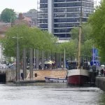 The River Frome flows into the docks under the streets and down these steps in the heart of the city.