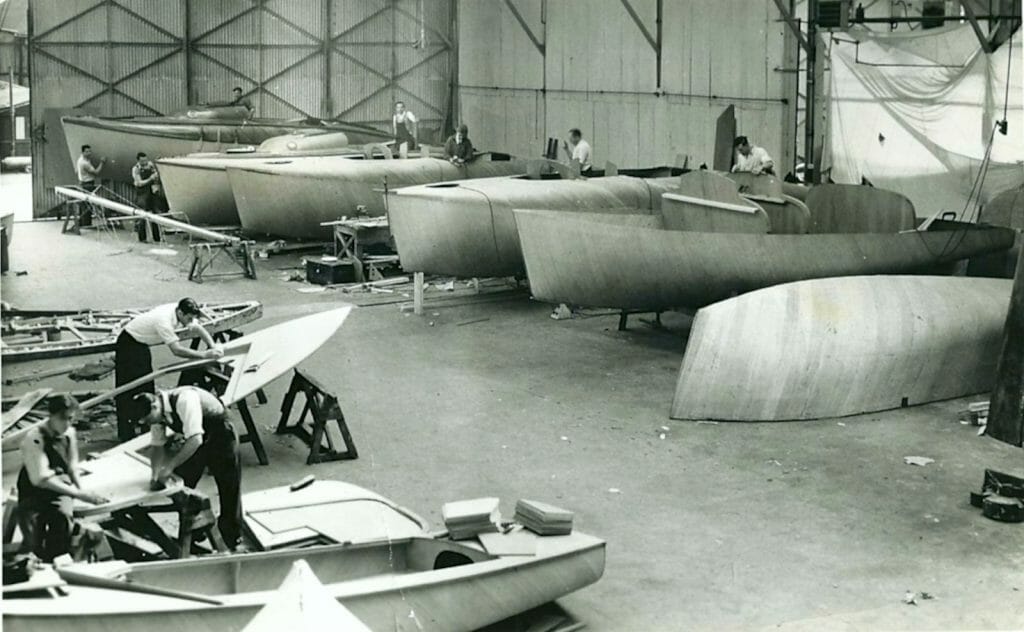 Atalanta hulls in the Fairey Factory