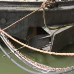 Slightly modified barges. Mast rack welded to the gunwale in the previous photo and here is a hatch in the stern to allow long spars to be passed in and out