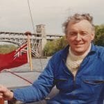 "Gellie" with Mike Dixon at the helm - Menai Strait Britannia Bridge 20th May 1991
