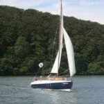 Ereina sailing near the cleddau bridge within Milford Haven