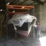 31-10 2016 Zambra hangs on improvised gantry cranes in preparation for her refresh