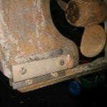 Skeg reinforcement. Note the variable pitch propeller