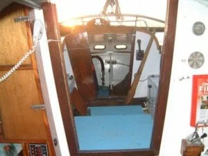 Looking aft from the galley shows the increased height in the aft cabin.