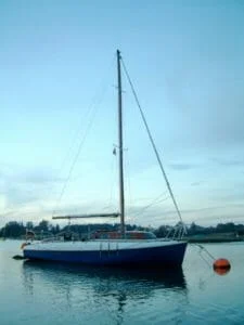 Looking peaceful on her mooring. 2007