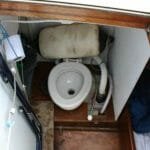 Sea toilet in the aft-cabin.