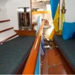 Simple fit out in the fore cabin with a charcoal stove as fitted to a few Atalanta. Early 2000s