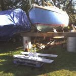 Jacked up for the keel refurbishment. 2008