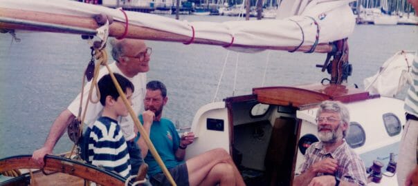 Cockpit of "Arosa" at the MDL Hamble evnt 1996.  Simon Cooper on the stbd side.