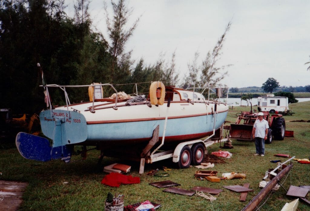"Polaris II" reported that it floated successfully in 1992 and then seemingly went back into storage.  Caption on pictur states "that there were scorpions in there too".  Boat currently thought still to be at Tuxpam, Vera Cruz, Mexico 20