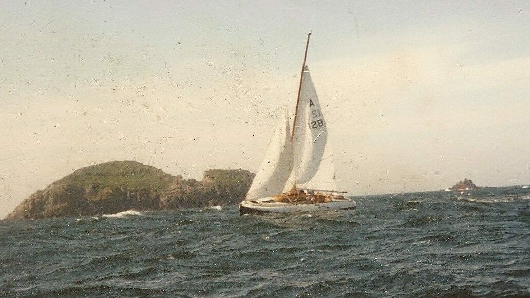 A128 September 1989. A stiff south-easterly in St Bride's Bay