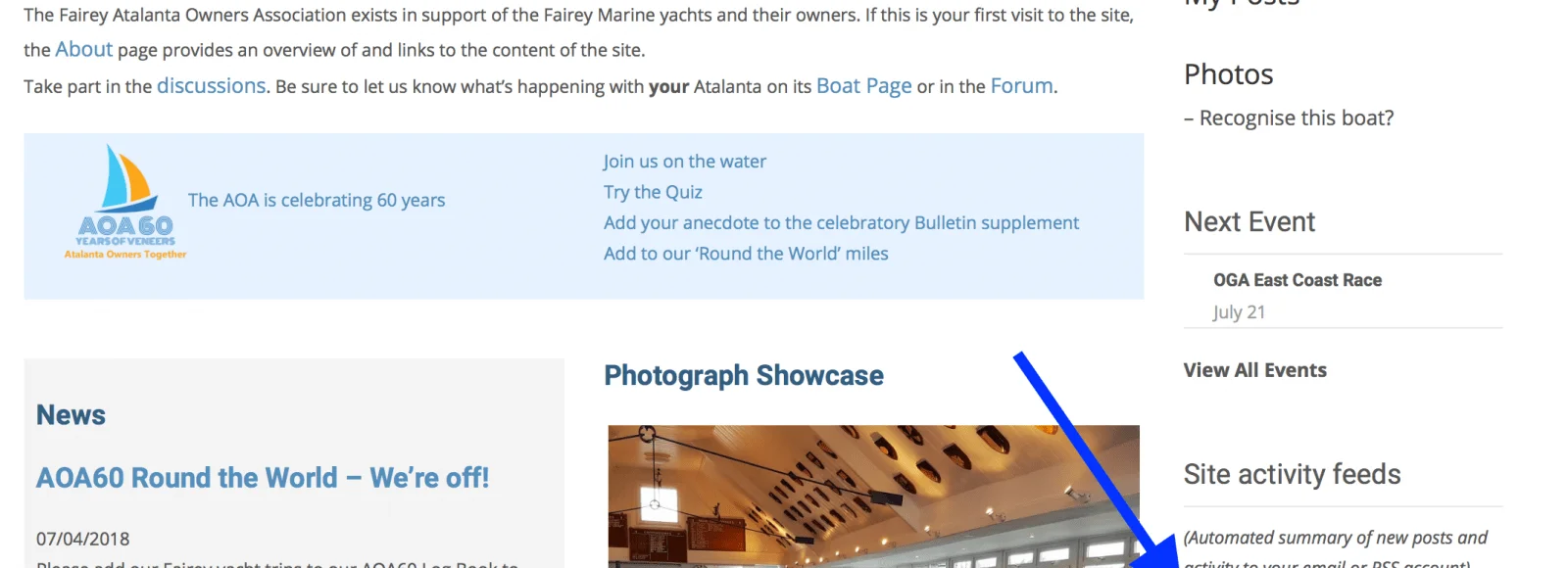 Site Activity Feed Option on Home Page