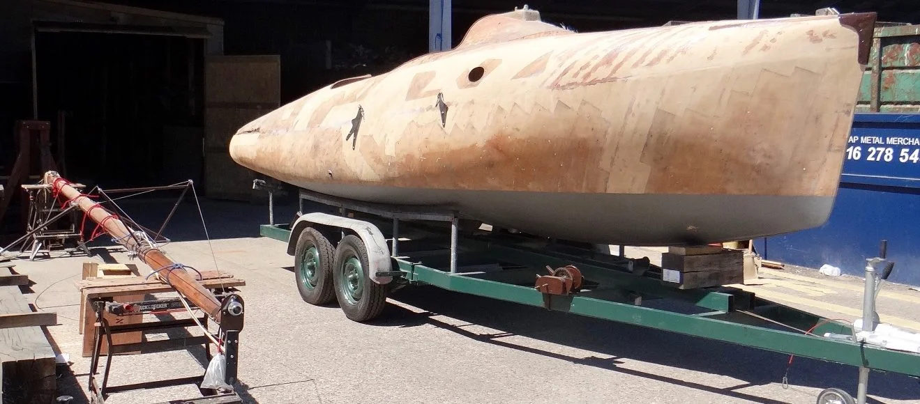 Sitting proud (and high) on her trailer.  Beautiful from every angle.