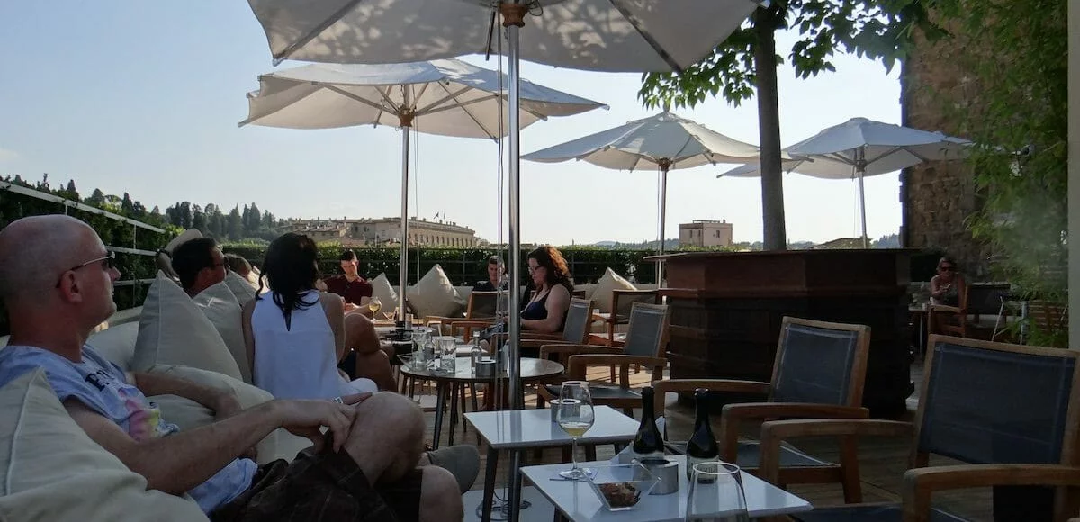 La Terrazzo Bar - trendy, great views, nicely done.  And the most expensive beer we had at over £12 each!