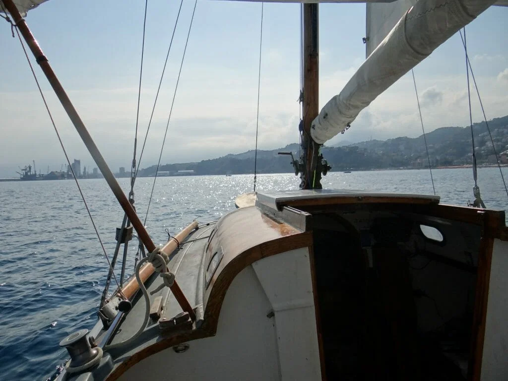 Looking toward Savonal. The yacht harbour is at the Western end of a long, industrial harbour.