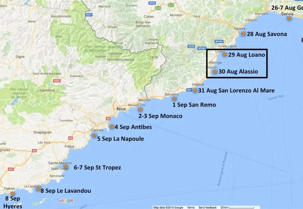 Our next planned stop was Alassio. It reportedly had some excellent tourist attractions.
