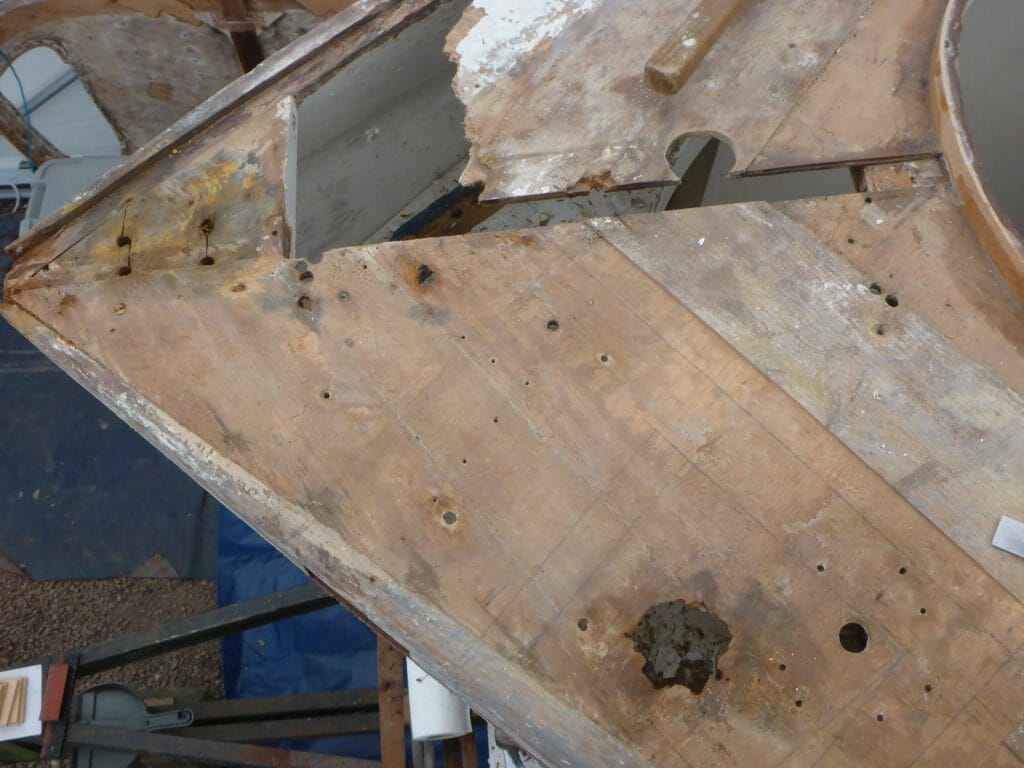 Deck at bow with fittings removed