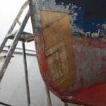 Bow damage at the waterline