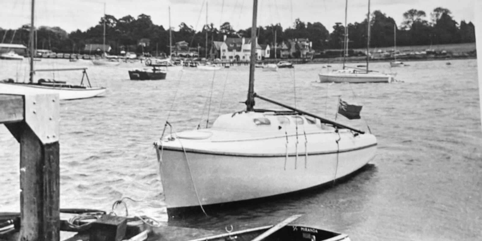 T10 afloat at Fairey Marine Hamble in 1962 or 1963.  A155 Miranda in the background.