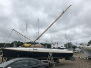 Raising the mast (singlehanded - it is simple with the raised chainplates)