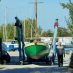 Leaving the yard for the slipway