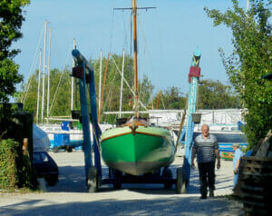 Leaving the yard for the slipway