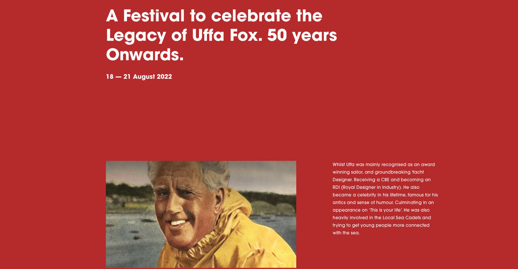 Uffa Fox Celebrations in Cowes - APRIL PRESS RELEASE