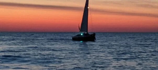 Atalanta Mary at dawn as we leave Dover