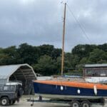 Harrier takes up her new mooring on the River Tamar