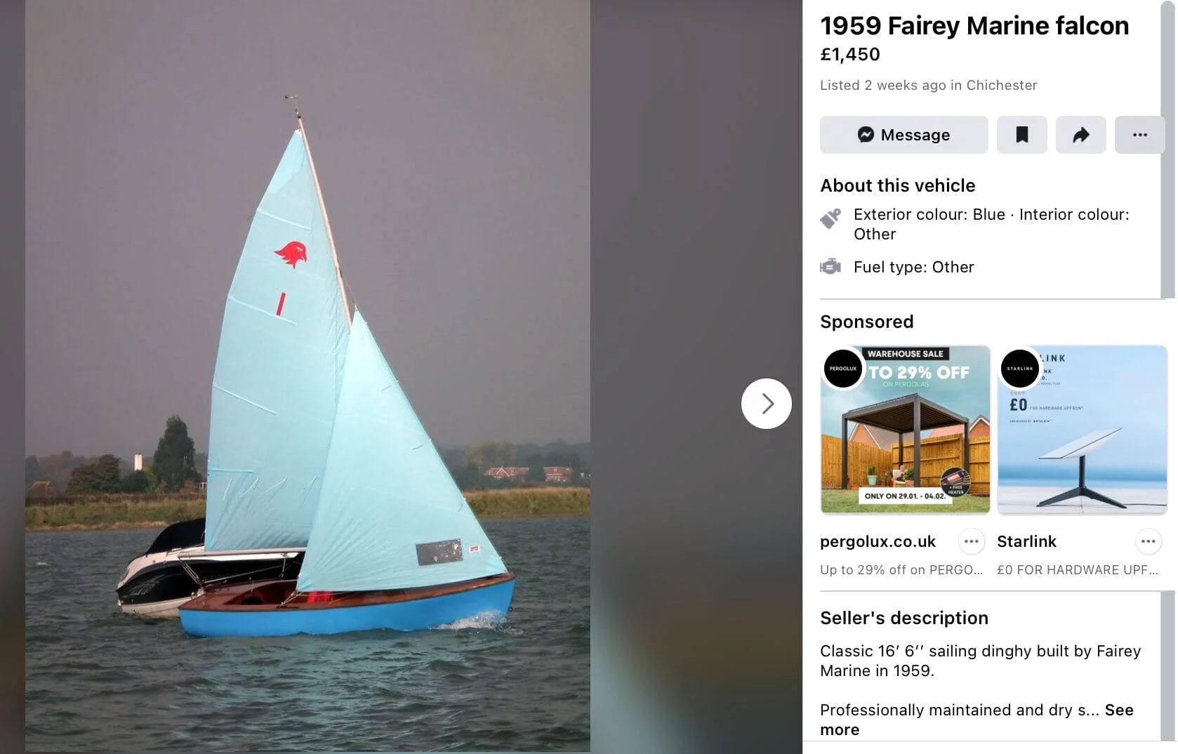 Fairey Falcon for sale on Facebook