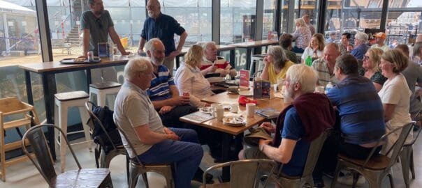 Well earned lunch in the cafe alongside HMS Victory