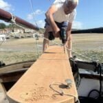 Rudder preparation on the Atalanta amidships workbench
