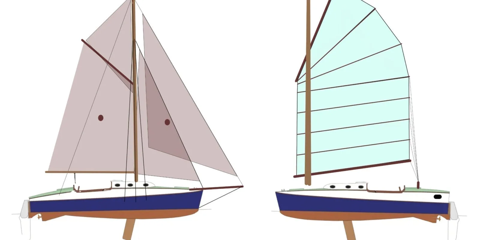 Atalanta alternate rigs - gaff and junk