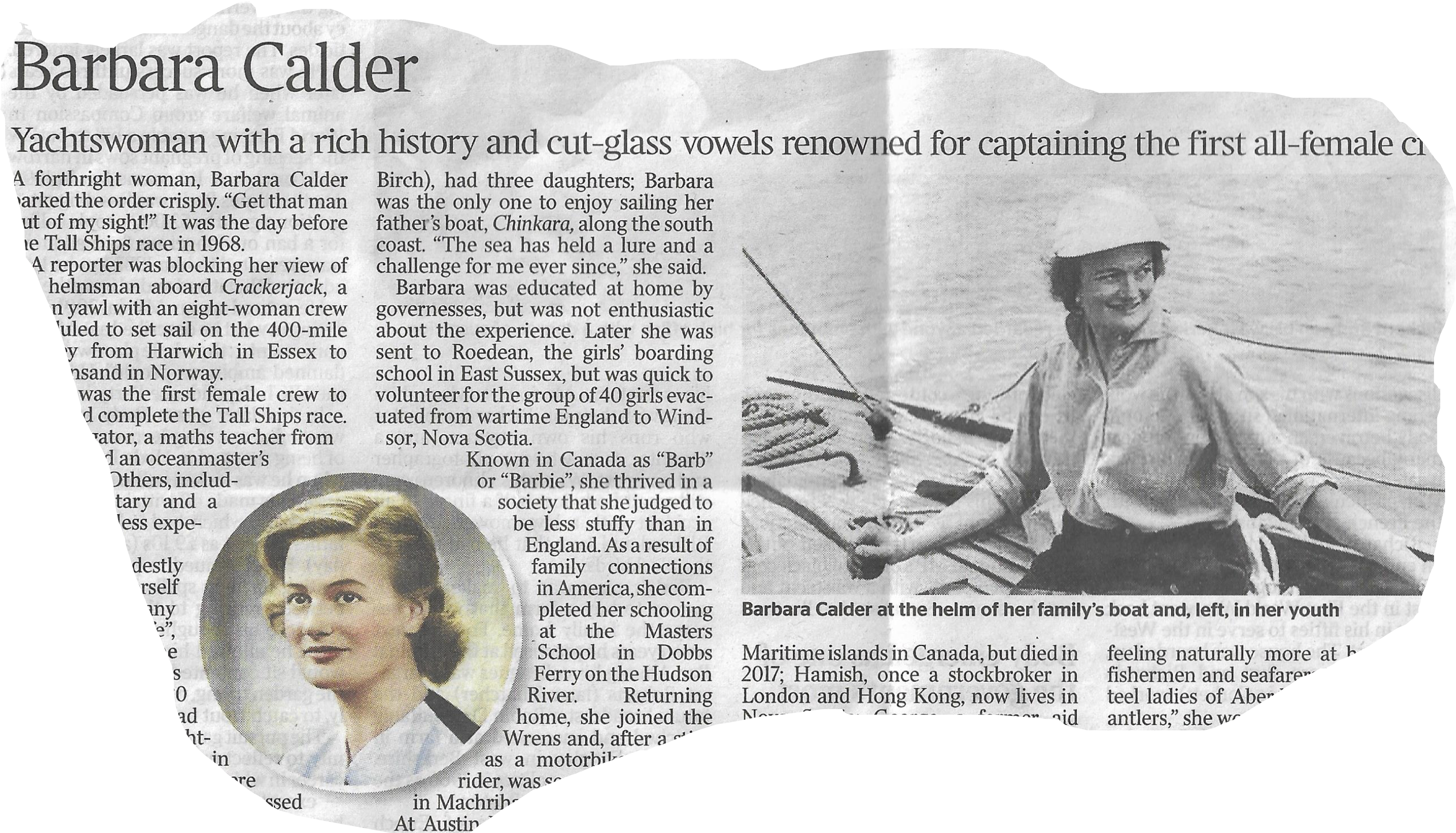 The Times Obituary - Barbara Calder